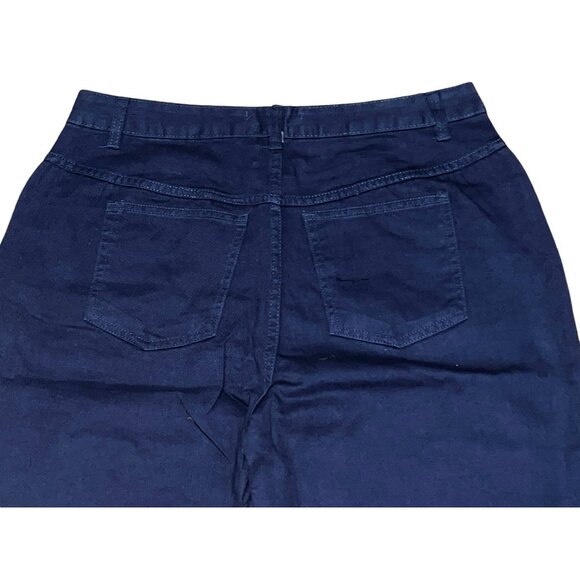 Woman Within NWOT Perfect Relaxed Cotton Jean Sz 12 Wide Petite Navy Blue - Picture 9 of 10